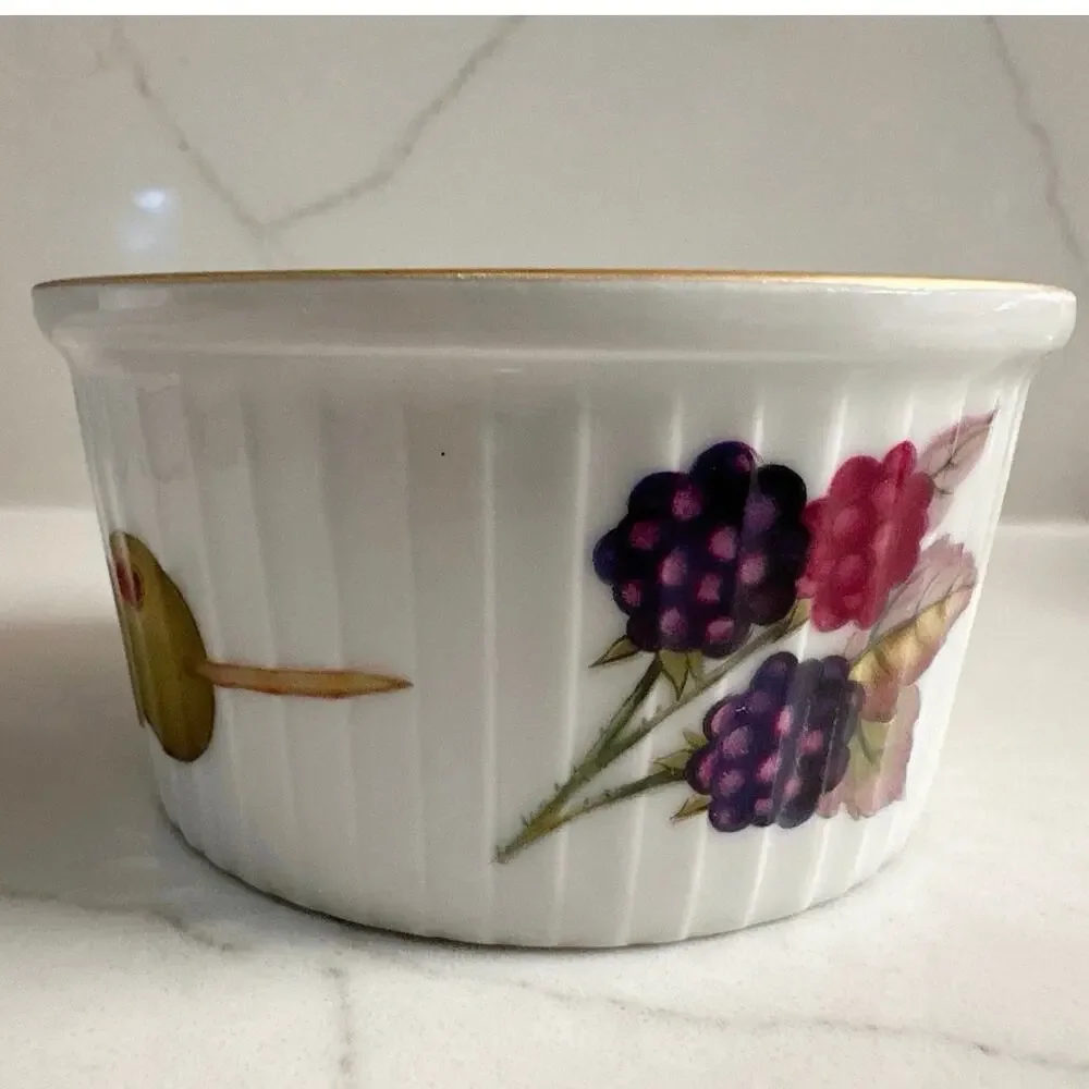 Set of 4 Royal Worcester England EVESHAM Gold Porcelain Ramekins- Fruits 3 1/4